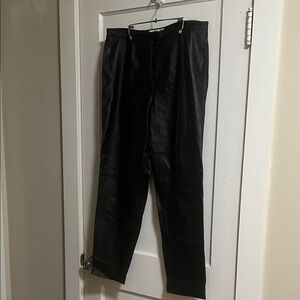 Vintage Black Full Leather Straight Leg Pants